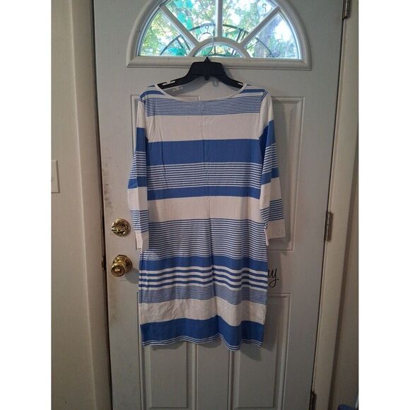 Lily Pulitzer Dress Striped Blue & White Large Long Sleeve - Picture 5 of 7